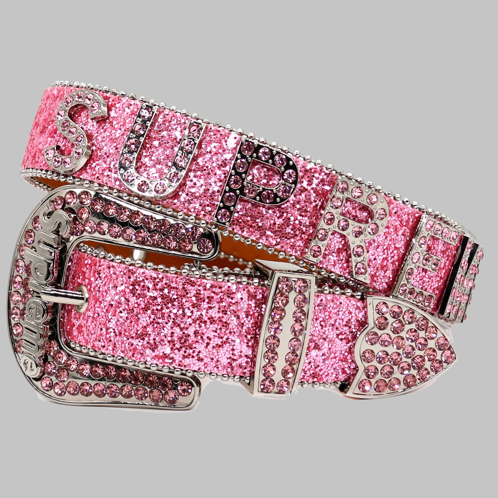Pink Rhinestone Letter Western Style Belt