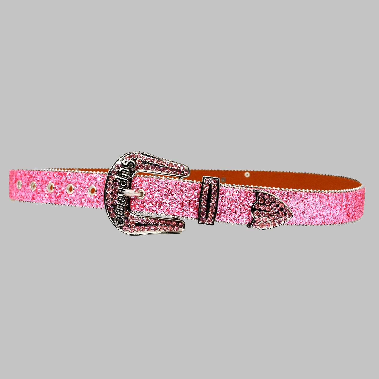 Pink Rhinestone Letter Western Style Belt