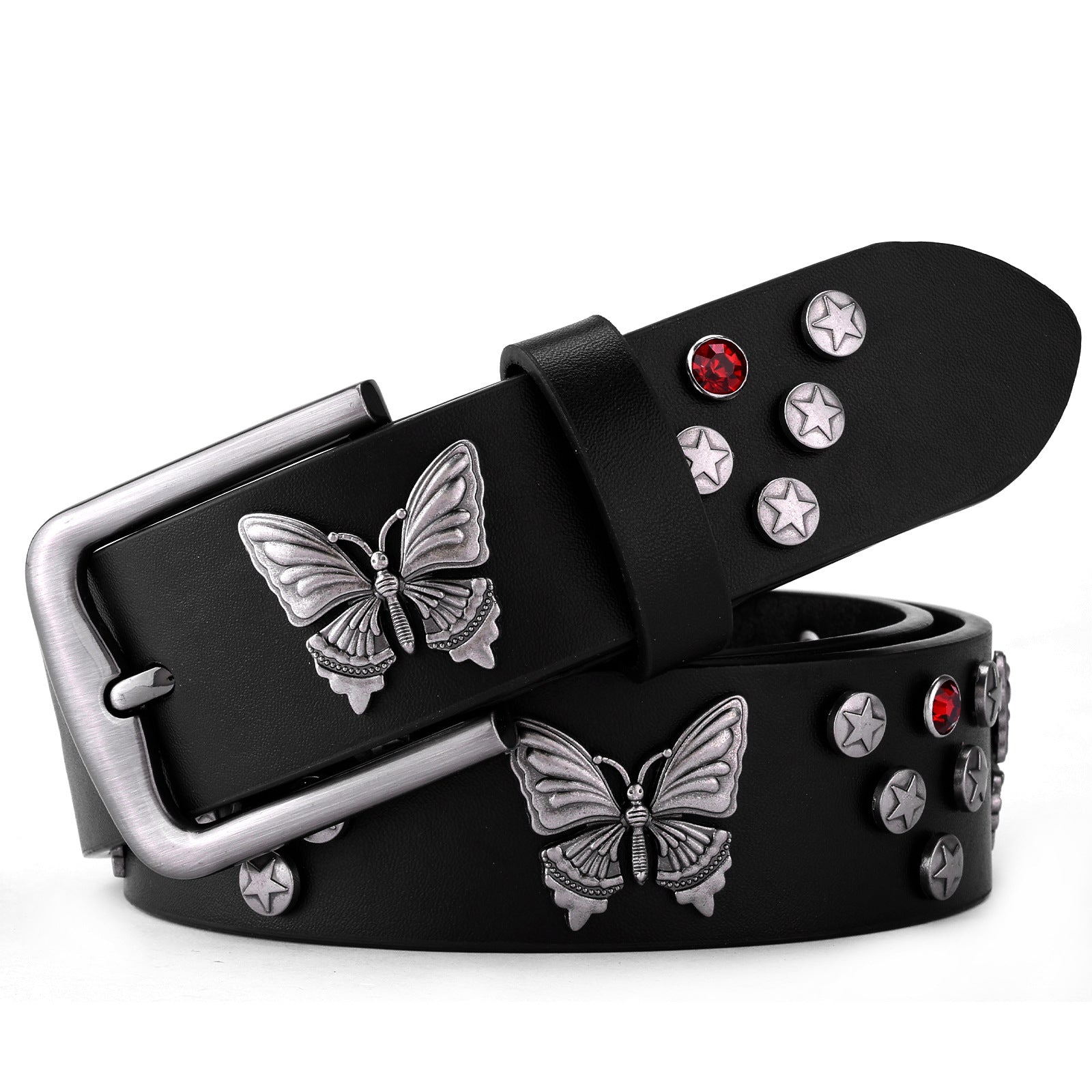 Punk Style Butterfly Star Stud Black Belt