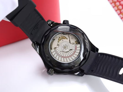 All-Black Wave Dial Dive Watch