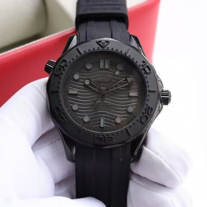 All-Black Wave Dial Dive Watch
