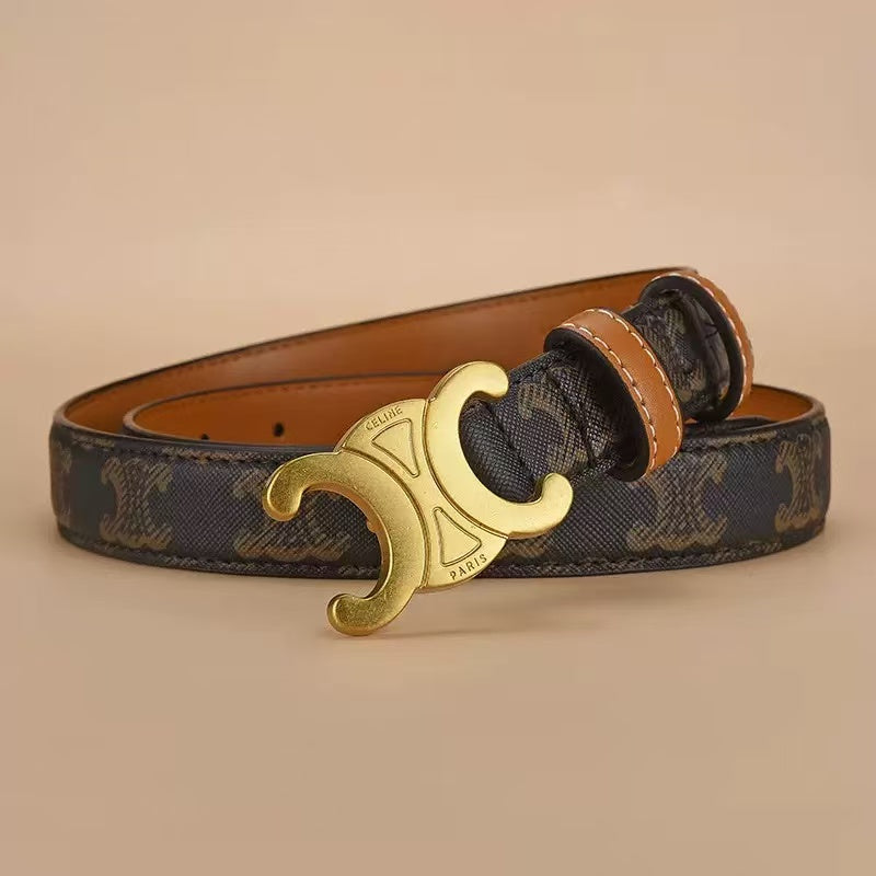 Vintage Gold Buckle Monogram Two-Tone Belt
