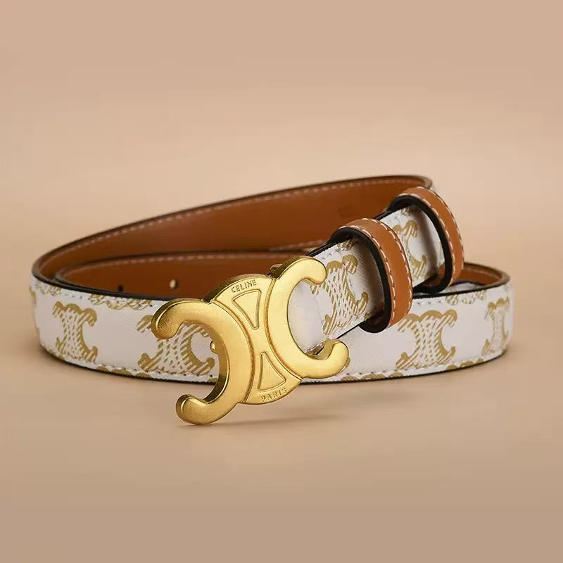 Vintage Gold Buckle Monogram Two-Tone Belt