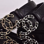 Quilted Double C Chain Black Women's Belt