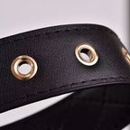 Quilted Double C Chain Black Women's Belt