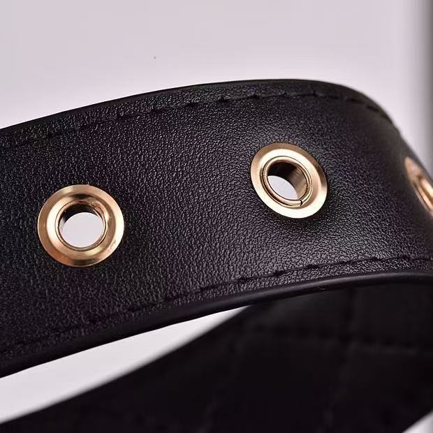 Quilted Double C Chain Black Women's Belt
