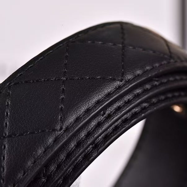 Quilted Double C Chain Black Women's Belt