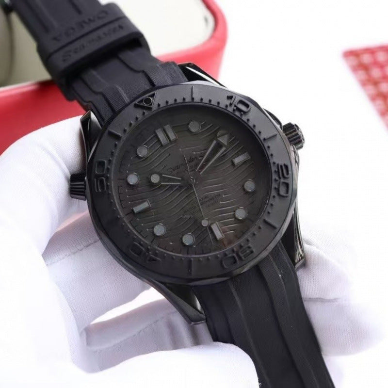 All-Black Wave Dial Dive Watch