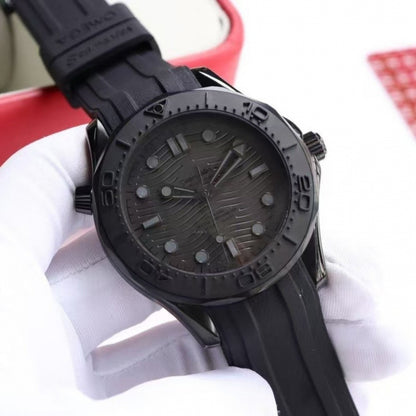 All-Black Wave Dial Dive Watch