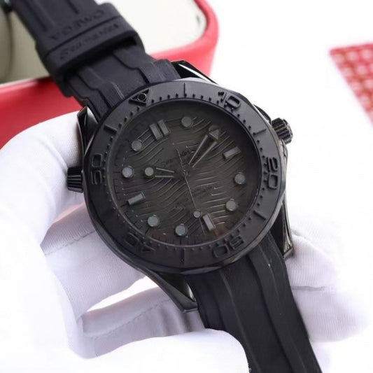 All-Black Wave Dial Dive Watch