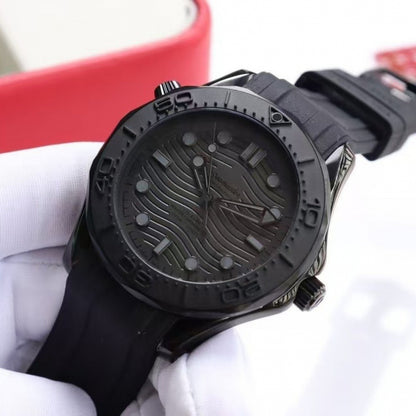 All-Black Wave Dial Dive Watch