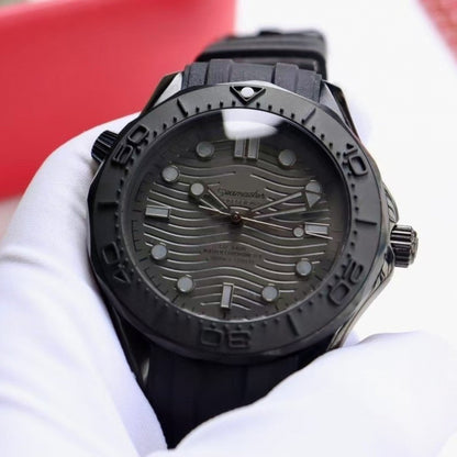 All-Black Wave Dial Dive Watch