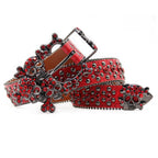 Punk Style Skull Rhinestone Red Belt