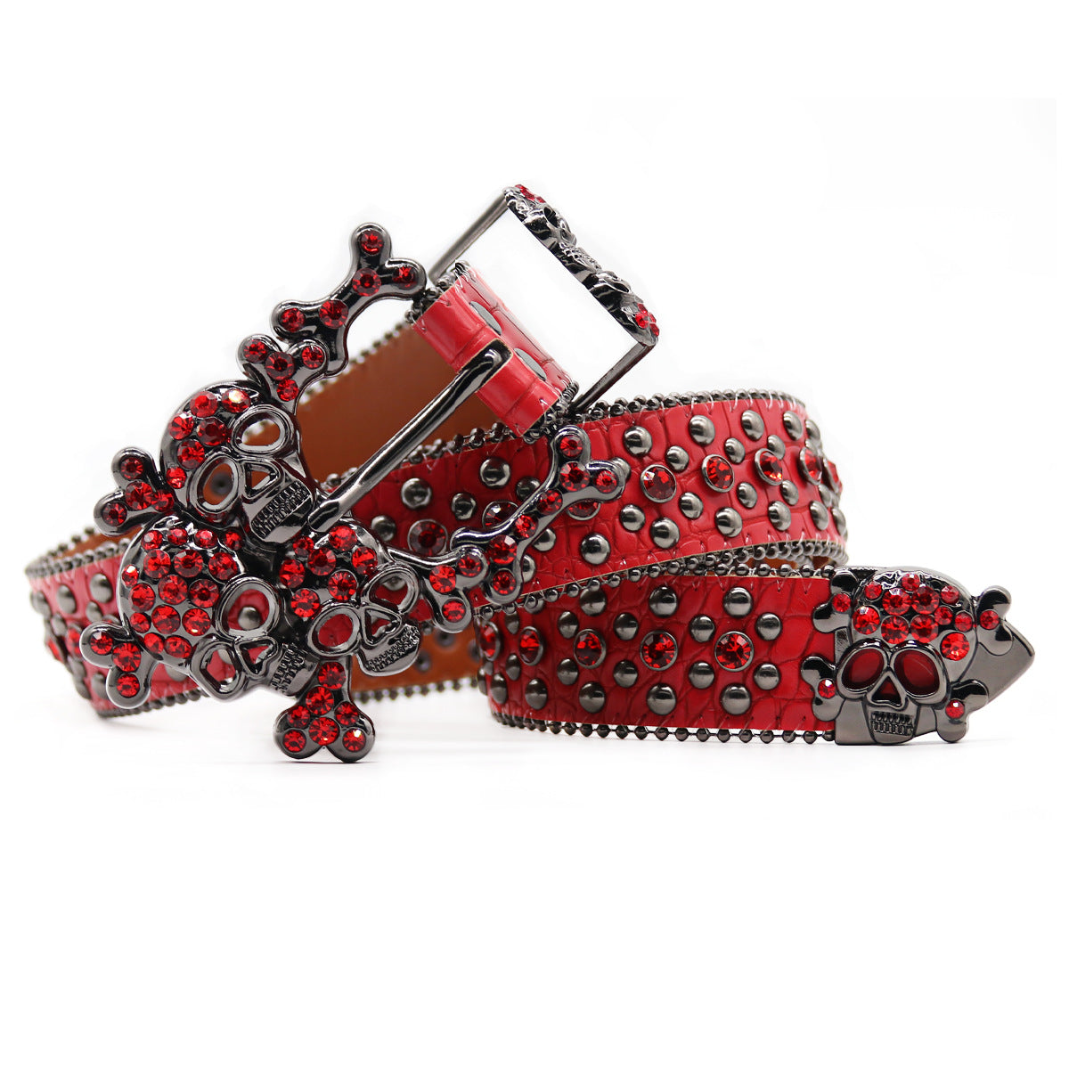 Punk Style Skull Rhinestone Red Belt