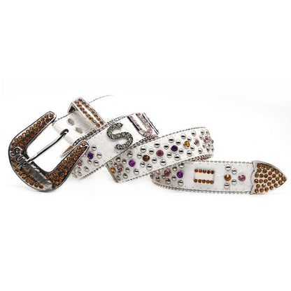 Colorful Rhinestone Letter Decorated Belt