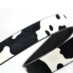 Cow Print Metal Buckle Leather Belt