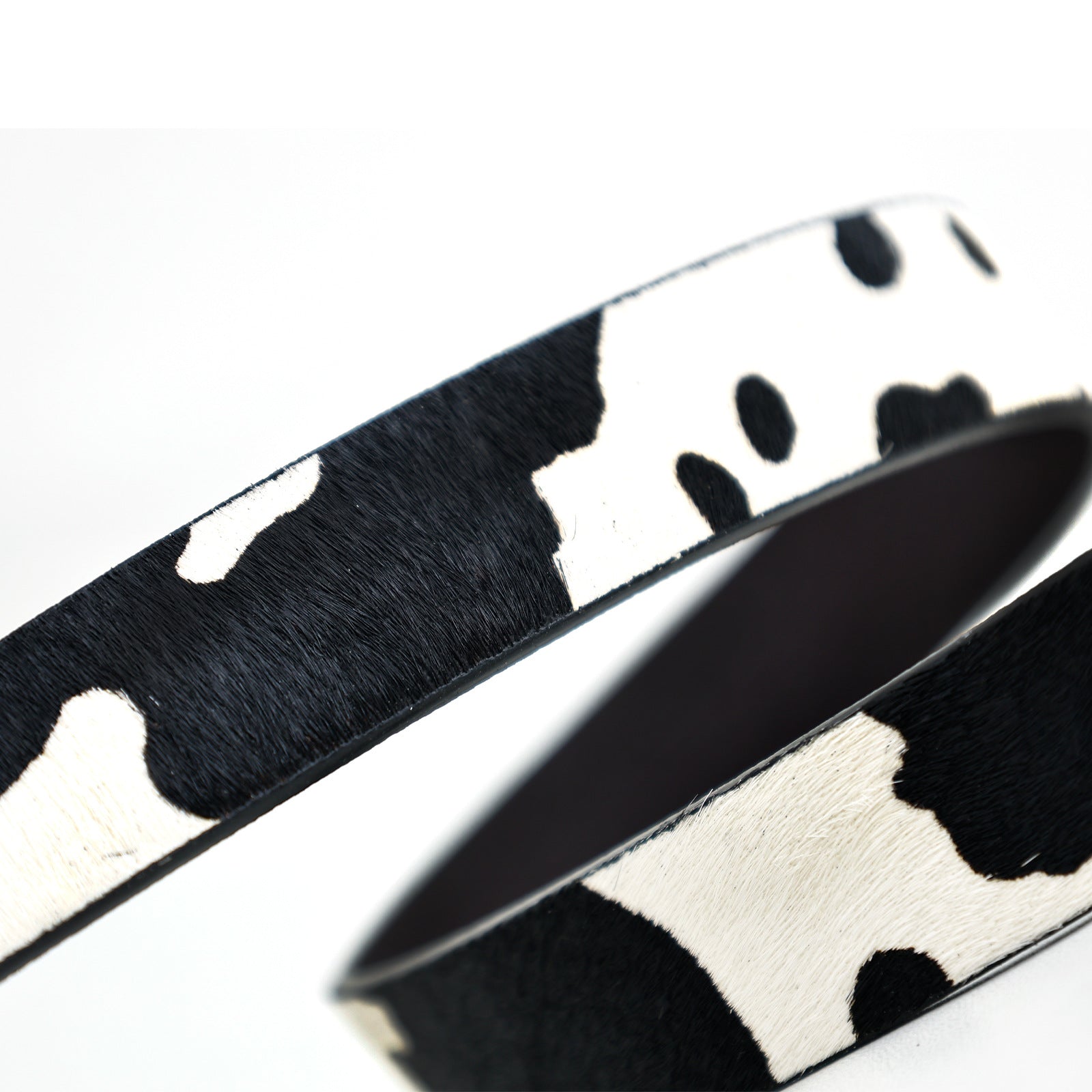 Cow Print Metal Buckle Leather Belt