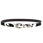 Cow Print Metal Buckle Leather Belt