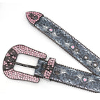 Punk Style Spider Heart Pink Rhinestone Black Belt