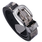 Vintage Snake Print Belt with Metal Buckle
