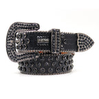 Black Rhinestone Rivet Punk Style Women's Belt
