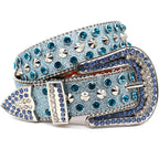 Blue Rhinestone Stud Western Style Belt