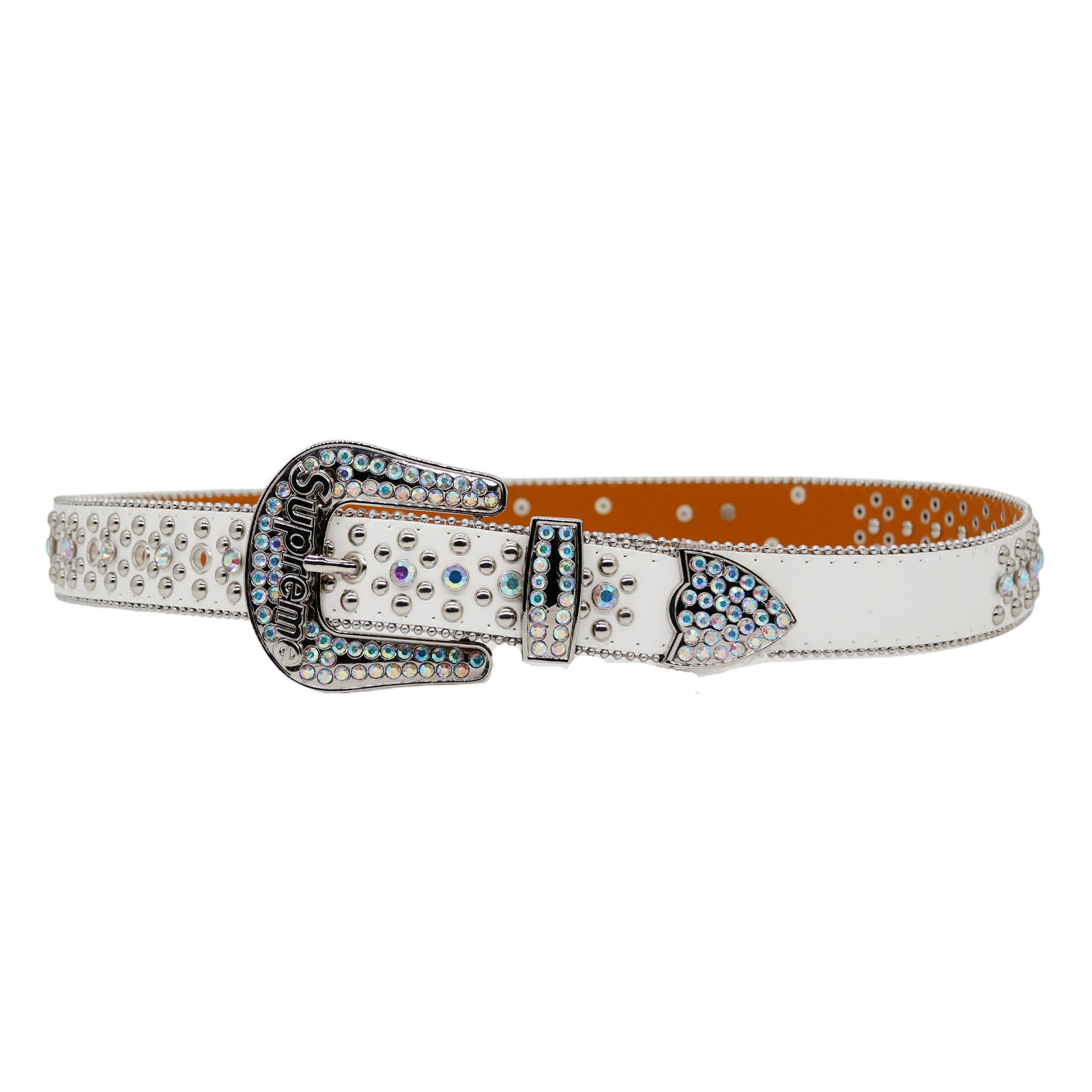 White Rhinestone Letter Western Style Belt
