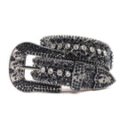 Skull Rhinestone Punk Style Black Women's Belt