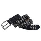 Rivet Punk Style Black Leather Belt