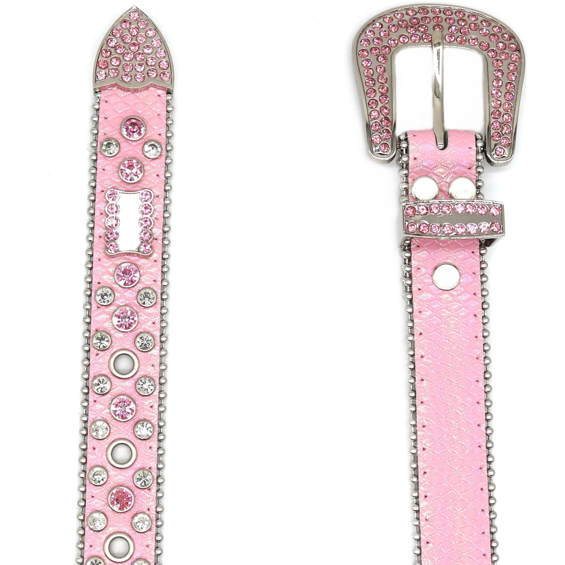 Pink Snake Print Rhinestone Punk Style Belt