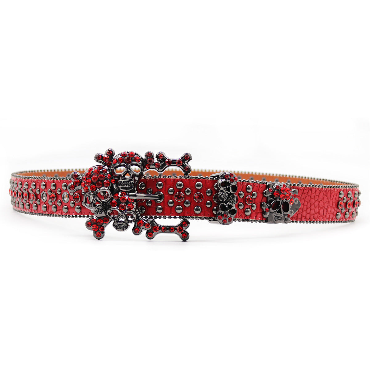 Punk Style Skull Rhinestone Red Belt