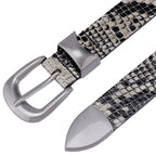 Vintage Snake Print Belt with Metal Buckle