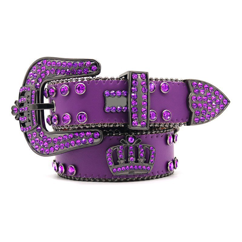 Purple Crown Rhinestone Punk Style Belt