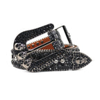 Skull Rhinestone Punk Style Black Women's Belt