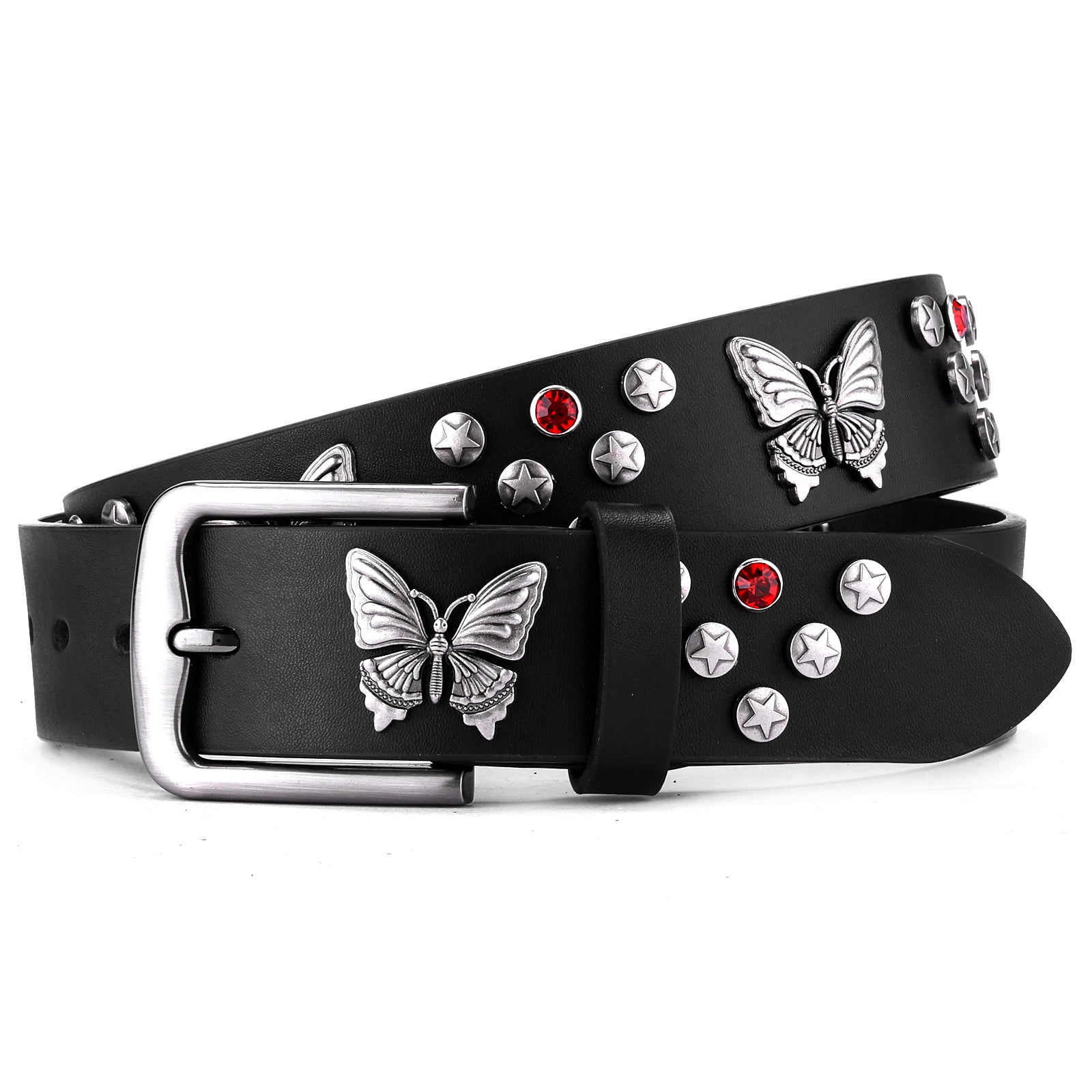 Punk Style Butterfly Star Stud Black Belt