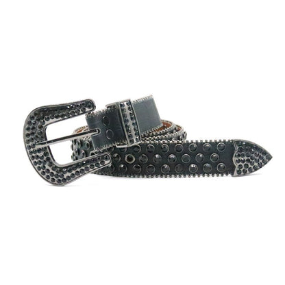 Black Rhinestone Rivet Punk Style Women's Belt