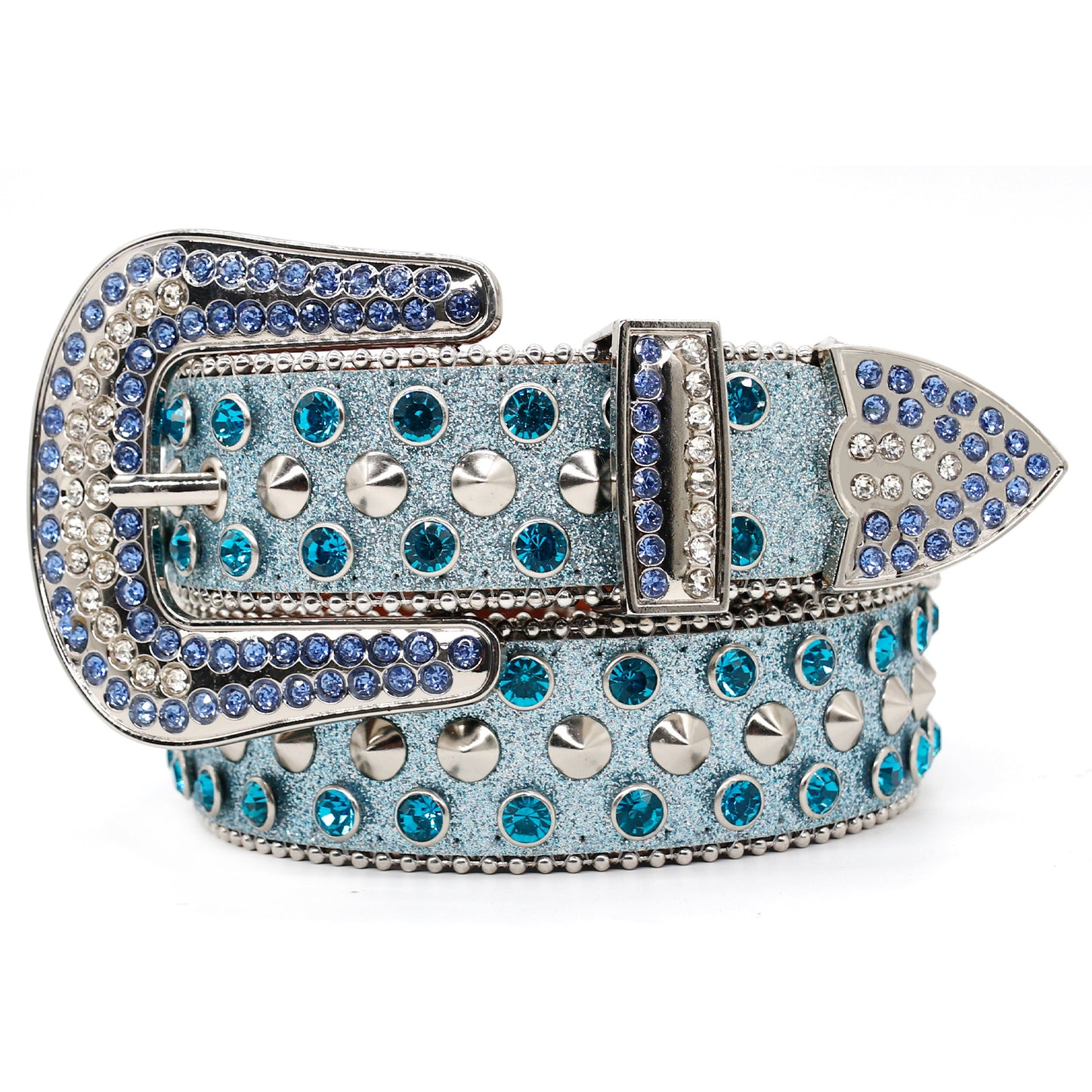 Blue Rhinestone Stud Western Style Belt