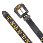 Western Style Carved Rhinestone Stud Black Belt