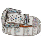 White Rhinestone Letter Western Style Belt