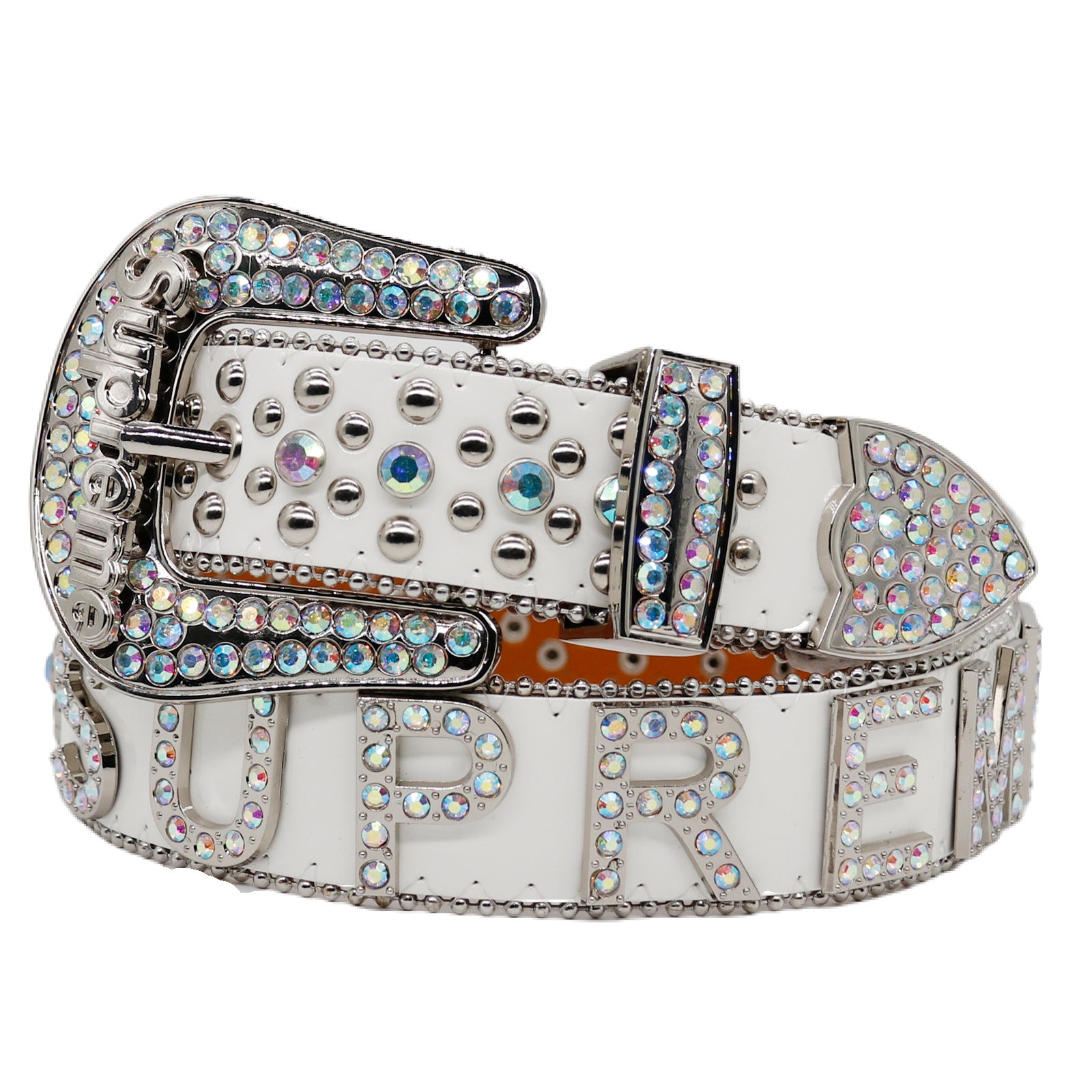 White Rhinestone Letter Western Style Belt