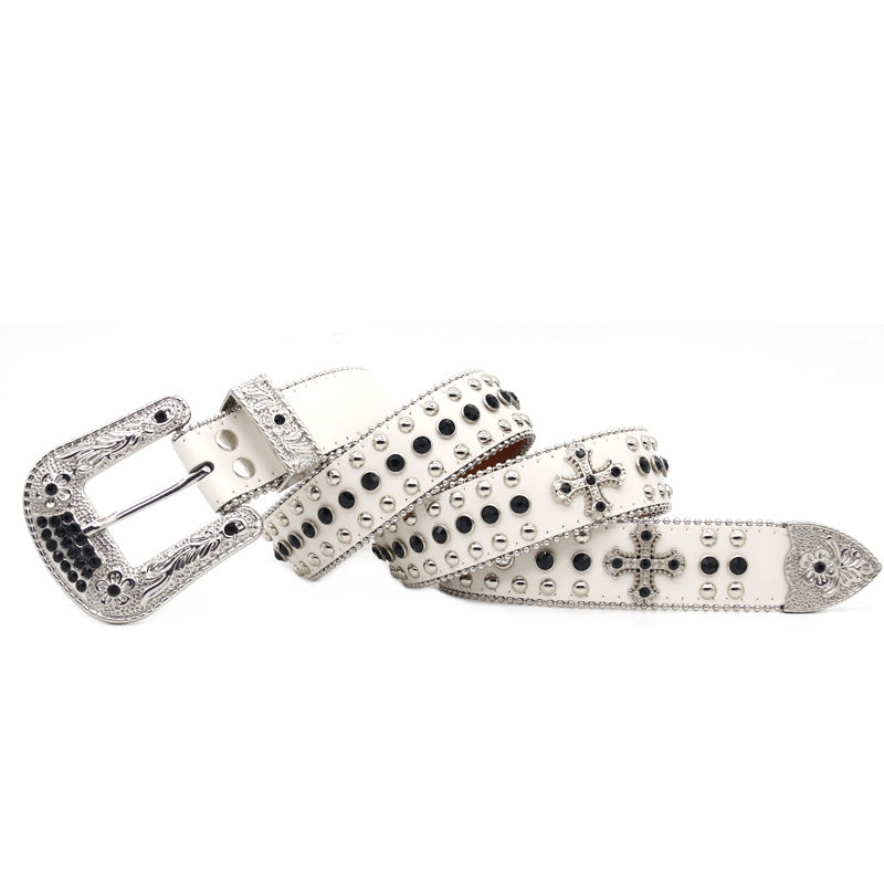 White Cross Rivet Punk Style Belt