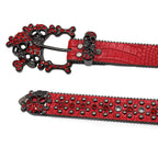 Punk Style Skull Rhinestone Red Belt