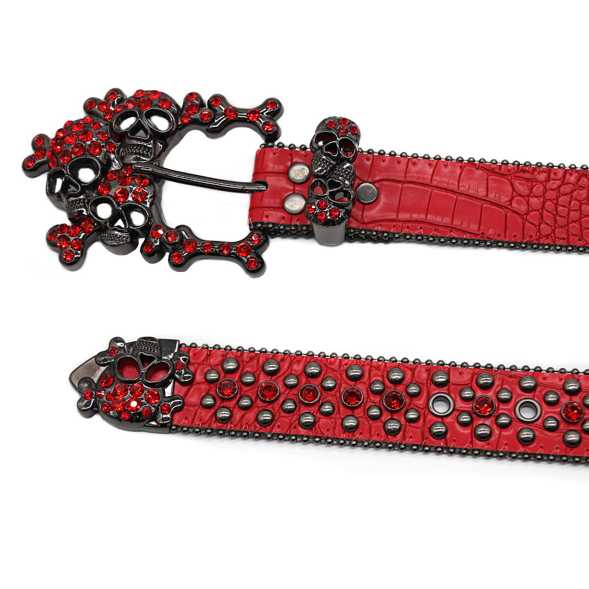 Punk Style Skull Rhinestone Red Belt