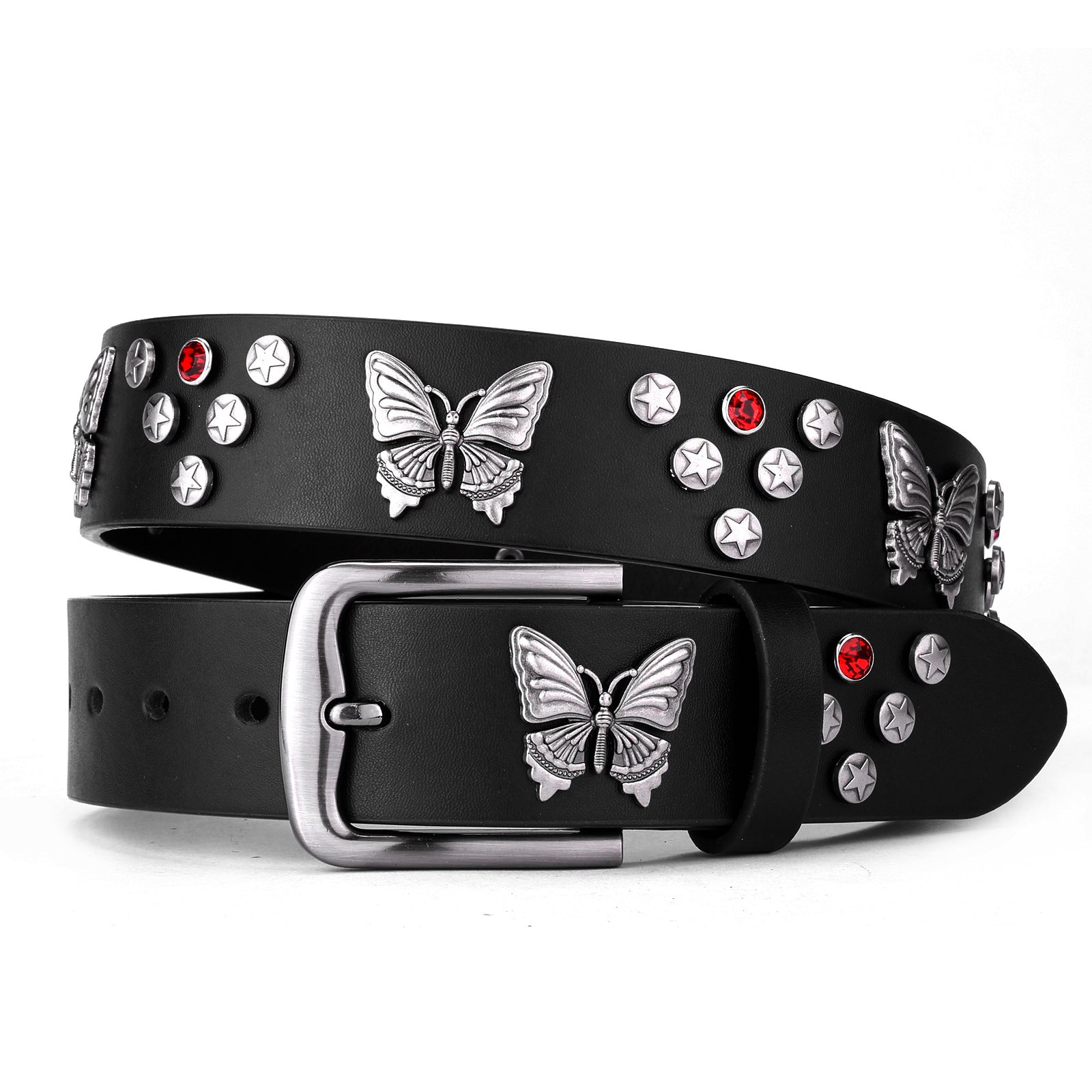 Punk Style Butterfly Star Stud Black Belt