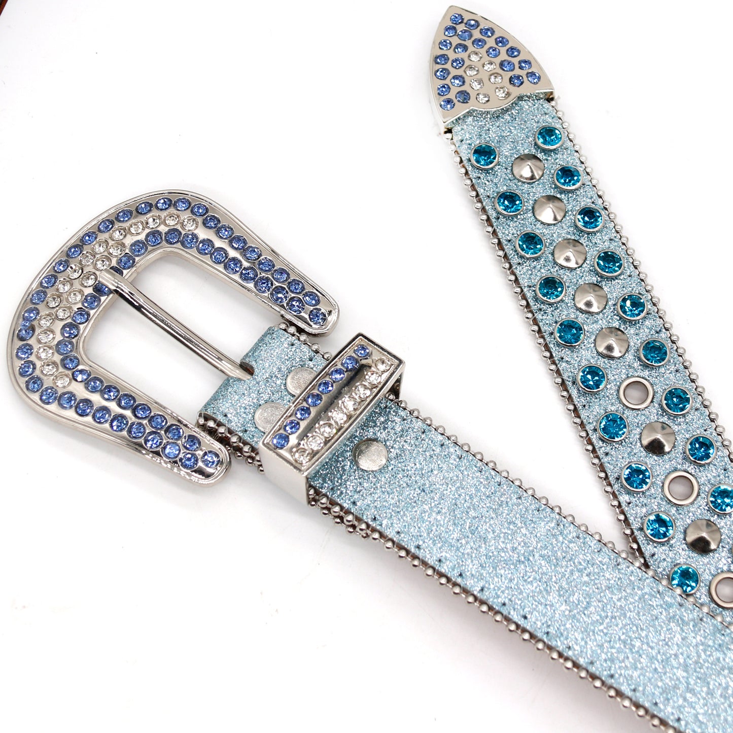 Blue Rhinestone Stud Western Style Belt