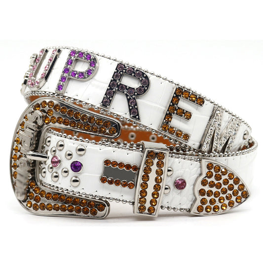 Colorful Rhinestone Letter Decorated Belt