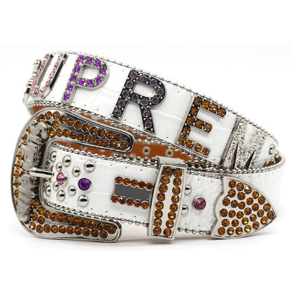 Colorful Rhinestone Letter Decorated Belt
