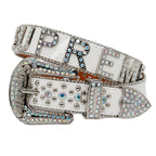 White Rhinestone Letter Western Style Belt