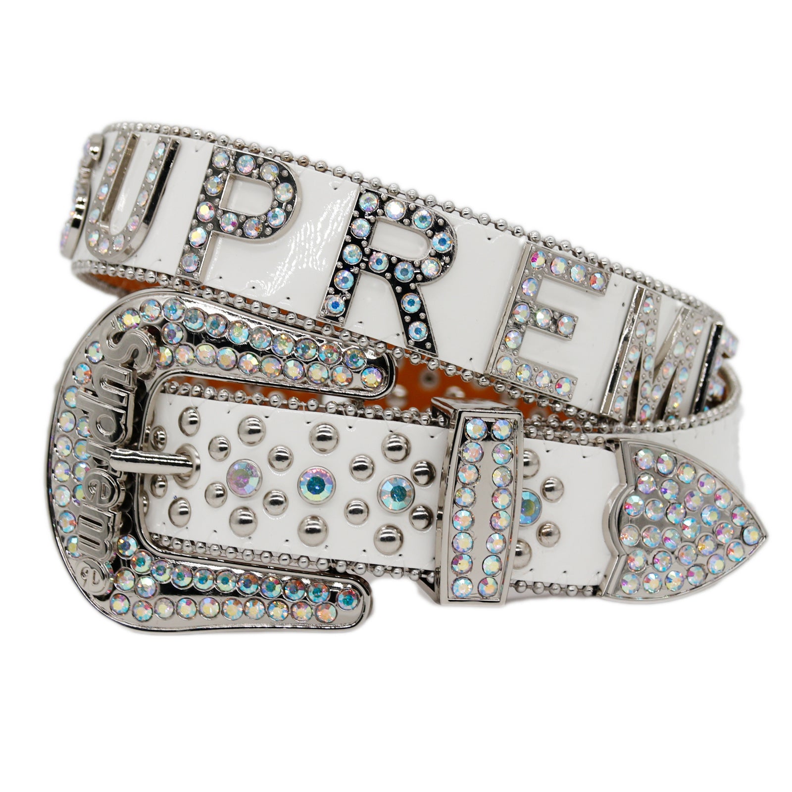 White Rhinestone Letter Western Style Belt