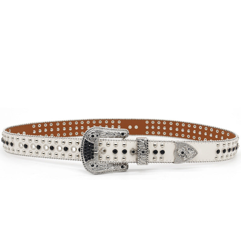 White Cross Rivet Punk Style Belt